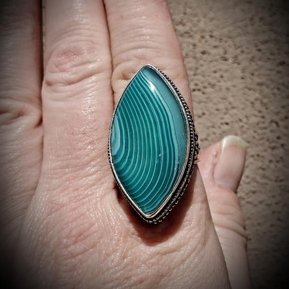 New Huge Botswana Agate 925 Silver Statement Ring. - Picture 9 of 9